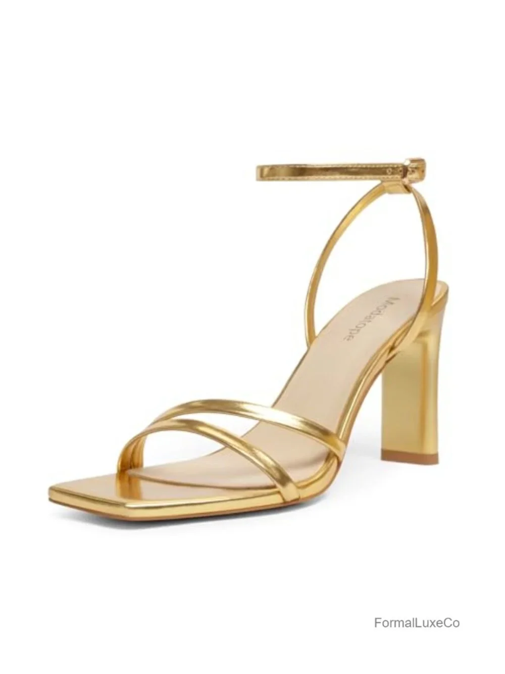 Square Open Toe Chunky High Heels Strappy Ankle Strap Sandals Party Shoes